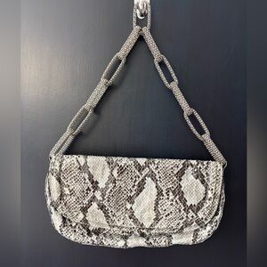 Sr Squared By Sondra Roberts Snakeskin Purse Unique Mesh Chain Link Strap